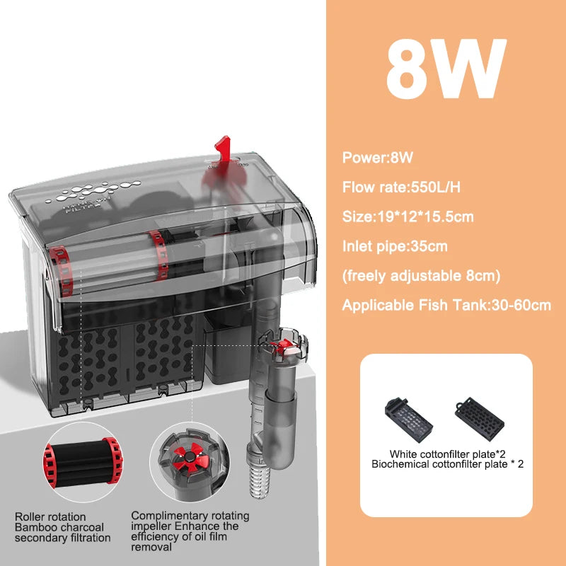 Aquarium Fish Tank Filter 3 in 1 Water Purification Circulation Pump Small Pump Silent Aeration Fish Tank Cleaning Tools