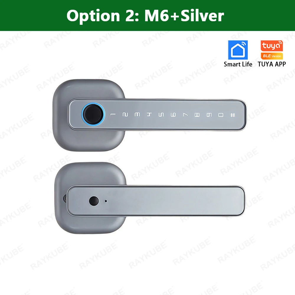 RAYKUBE M6 Tuya BLE Bedroom Digital Electronic Lock Fingerprint Door Lock with Password/Key/IC Card/ Tuya APP Unlock From USA