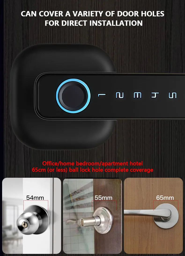 RAYKUBE M6 Tuya BLE Bedroom Digital Electronic Lock Fingerprint Door Lock with Password/Key/IC Card/ Tuya APP Unlock From USA