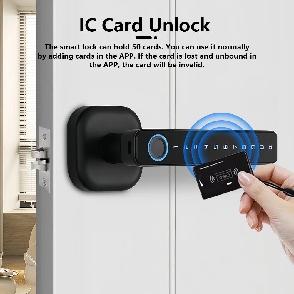 RAYKUBE M6 Tuya BLE Bedroom Digital Electronic Lock Fingerprint Door Lock with Password/Key/IC Card/ Tuya APP Unlock From USA
