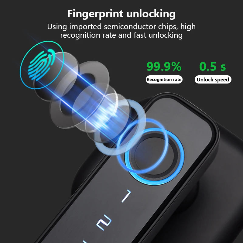 RAYKUBE M6 Tuya BLE Bedroom Digital Electronic Lock Fingerprint Door Lock with Password/Key/IC Card/ Tuya APP Unlock From USA