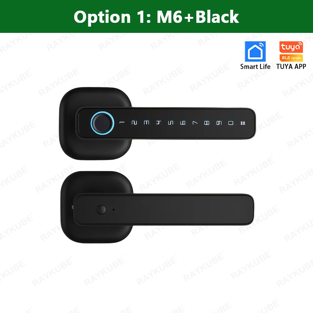 RAYKUBE M6 Tuya BLE Bedroom Digital Electronic Lock Fingerprint Door Lock with Password/Key/IC Card/ Tuya APP Unlock From USA