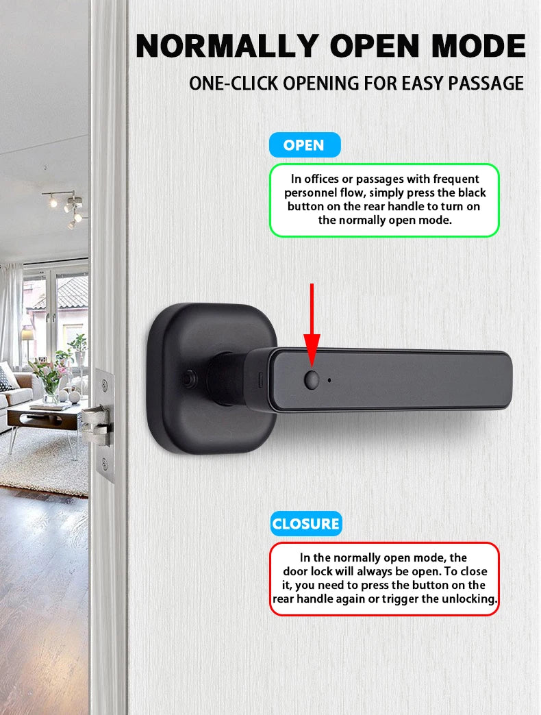 RAYKUBE M6 Tuya BLE Bedroom Digital Electronic Lock Fingerprint Door Lock with Password/Key/IC Card/ Tuya APP Unlock From USA
