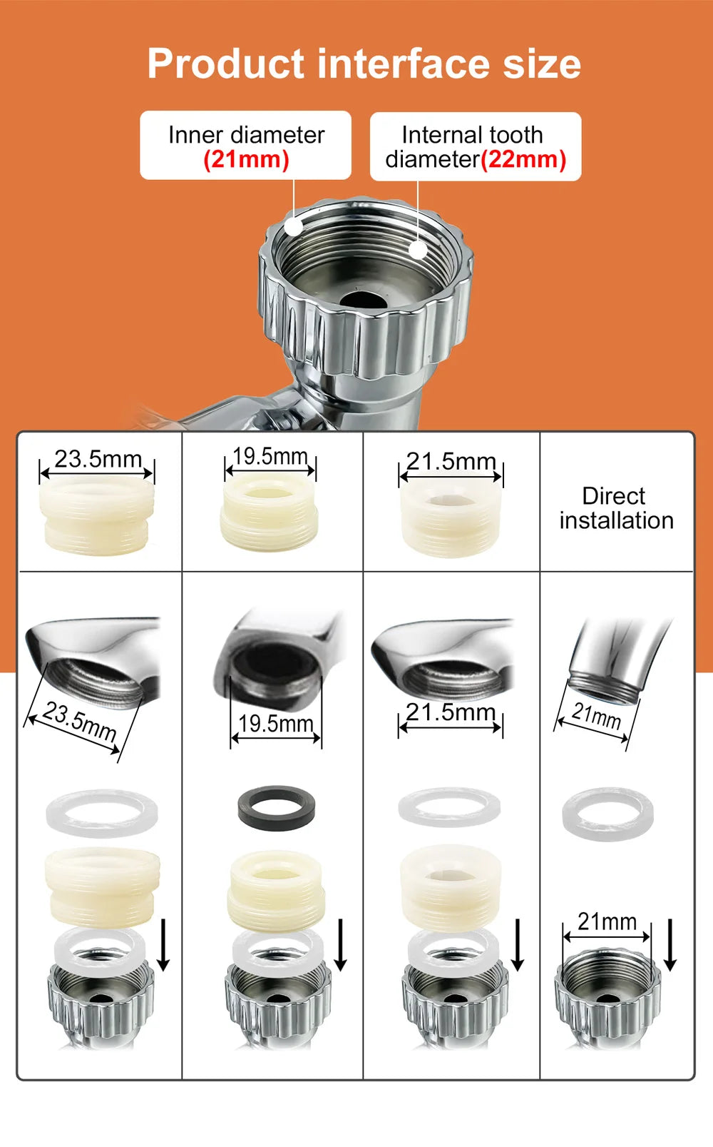 1080° Rotatable Extension Faucet Sprayer Head Water Tap Nozzle Universal Bathroom Tap Extend Adapter Aerator 2 Spray Modes