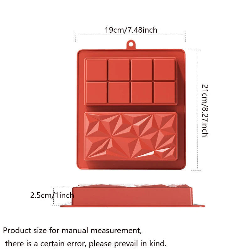 Dubai Chocolate Bar Mold Deep Pistachio Chocolate Bar Silicone Thick Mold for Stuffed Bar Large Candy Bar Mold Gifts Christmas