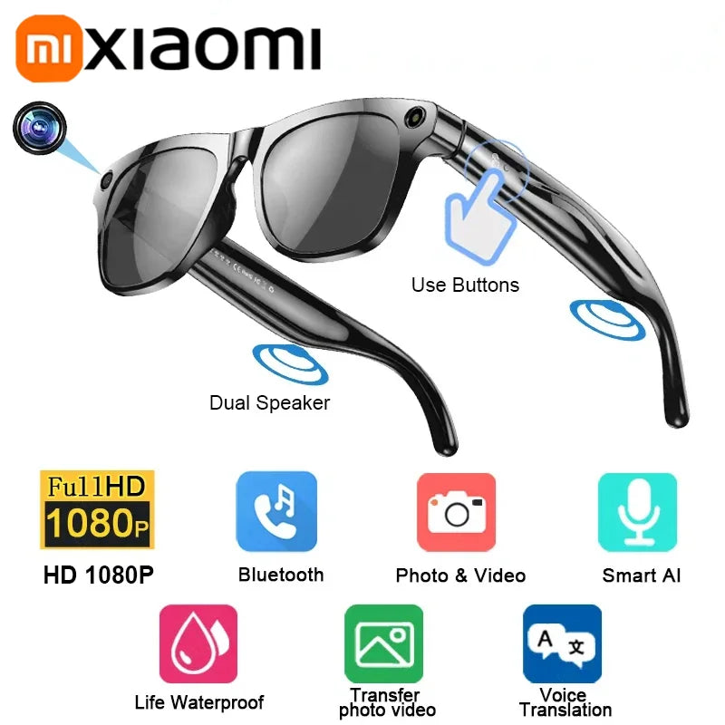 Xiaomi 8K AI Smart Glasses With 100MP Camera Chat GPT Touch Sport Sunglasses Bluetooth Call Video Music Player For Men Women