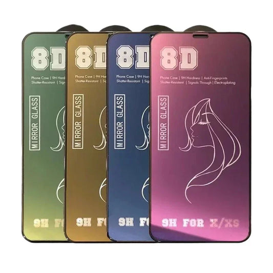 8D Mirror Screen Protector Glass for iPhone 16 12 13 14 15 Pro Max Pro Plus Mini XR X XS Max Tempered Glass for iPhone 8 7 Plus