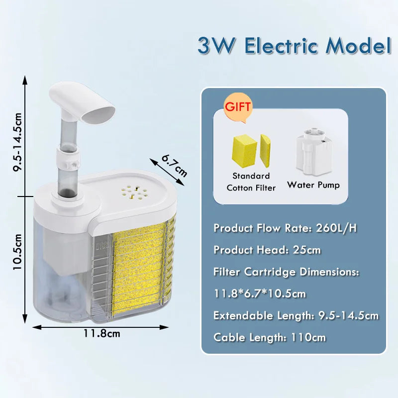 Aquarium Fish Tank Filter 3 in 1 Water Purification Circulation Pump Small Pump Silent Aeration Fish Tank Cleaning Tools