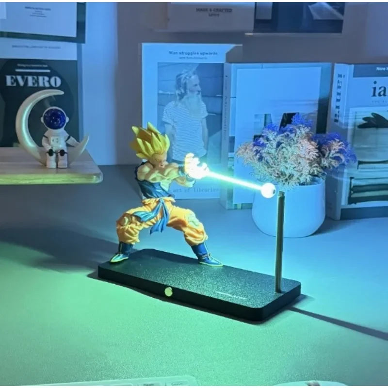 Dragon Ball Super Saiyan Son Goku Chaozu Figure Dynamic Wave Kamehameha Wave Night Light Decoration Ornament Toys