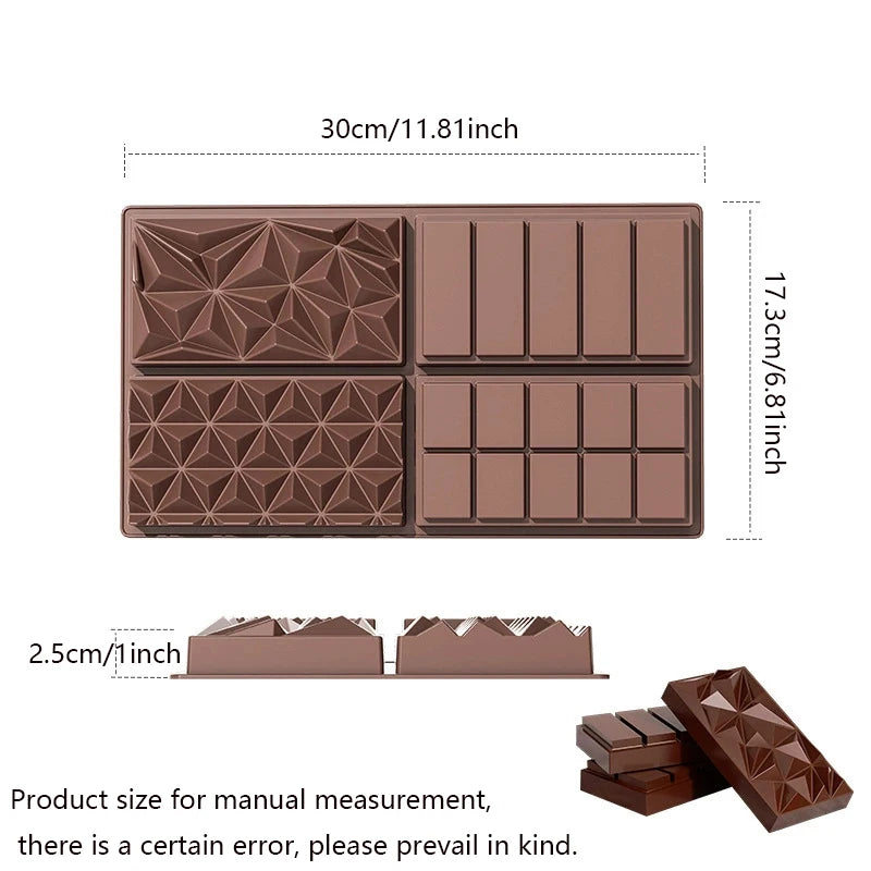 Dubai Chocolate Bar Mold Deep Pistachio Chocolate Bar Silicone Thick Mold for Stuffed Bar Large Candy Bar Mold Gifts Christmas