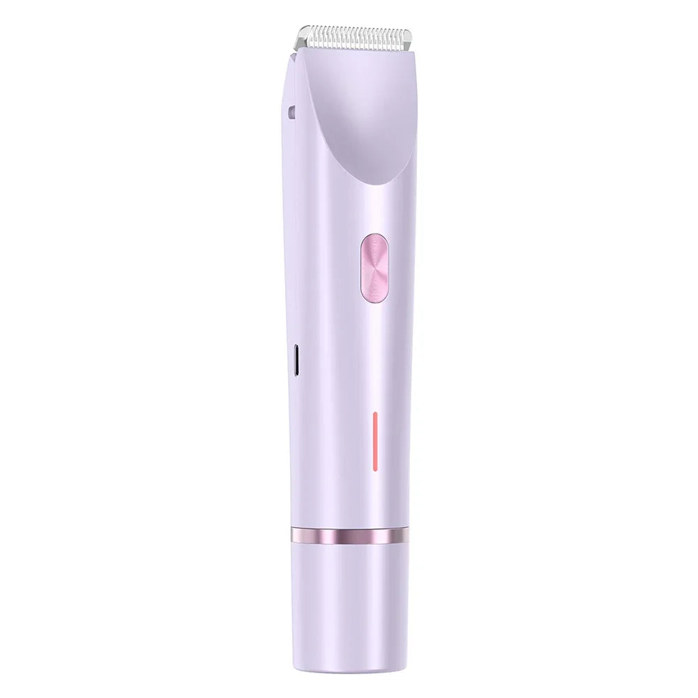 Women Electric Razors 2 in 1 Dual-Head Painless Bikini Trimmer Wet Dry Use for Ladies Pubic Hair Detachable Head Electric Shaver