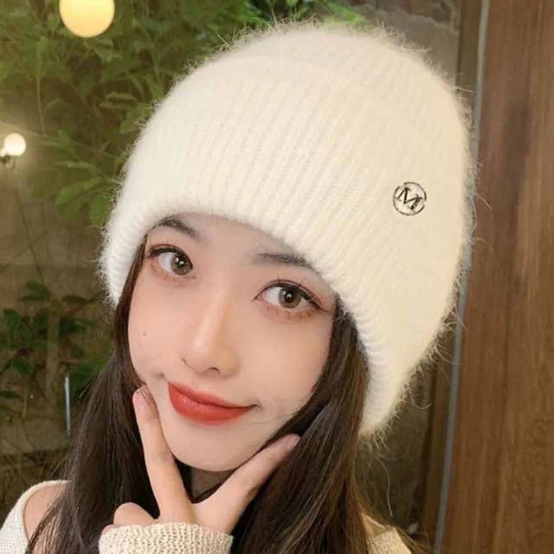 Women Winter Beanie Fleece Lined Thermal Knitted Hat for Cold Weather Outdoor Ear Warm Protection Large Head Size