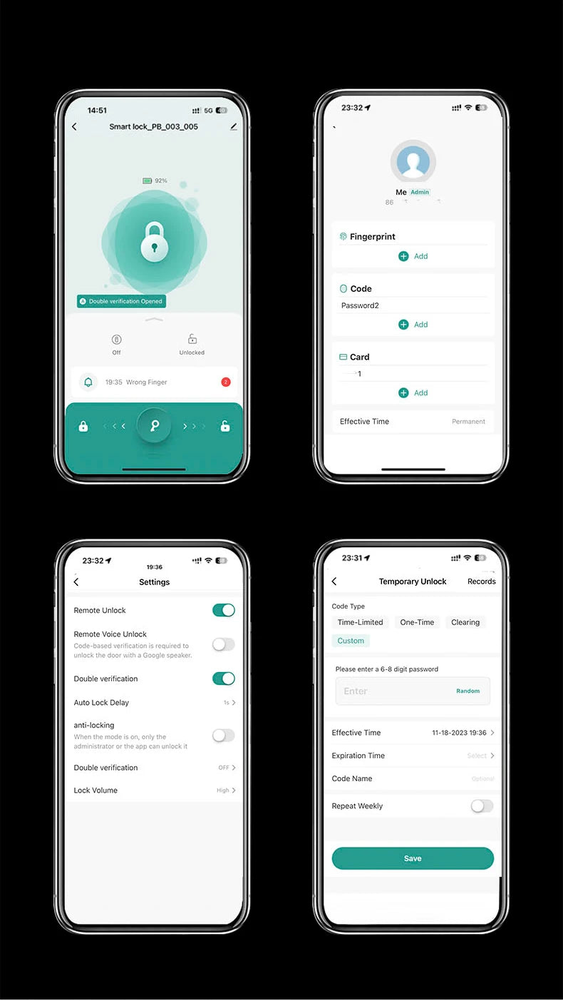 RAYKUBE M6 Tuya BLE Bedroom Digital Electronic Lock Fingerprint Door Lock with Password/Key/IC Card/ Tuya APP Unlock From USA