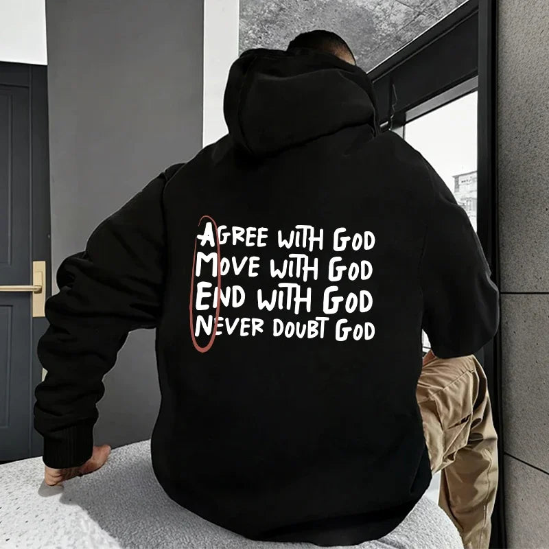 2025 Hot Sale Christian God Printed Hoodie for Men High Quality Hooded Long Sleeved Top All Season Daily Casual Fashion Pullover