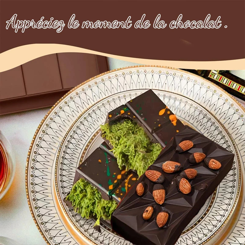 Dubai Chocolate Bar Mold Deep Pistachio Chocolate Bar Silicone Thick Mold for Stuffed Bar Large Candy Bar Mold Gifts Christmas