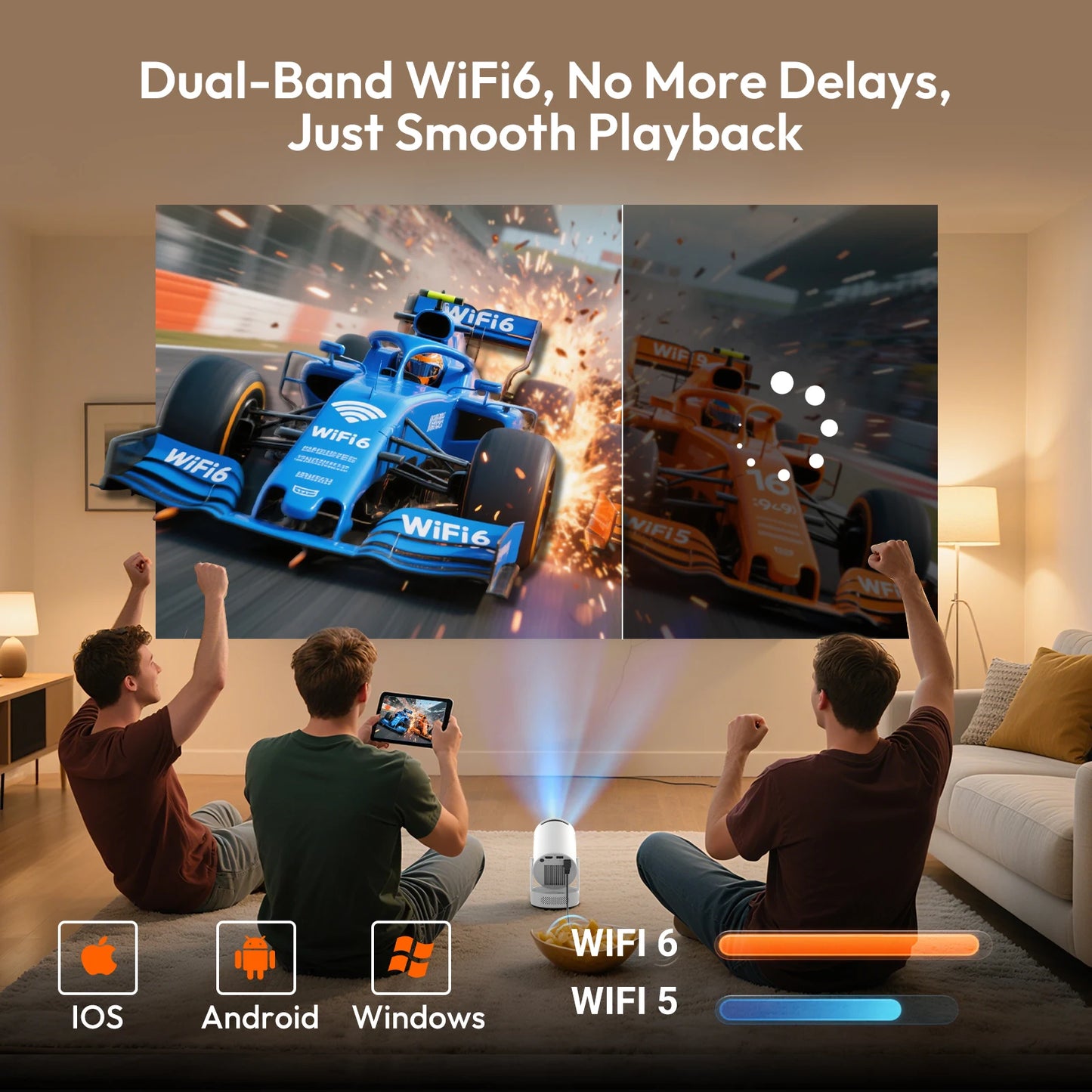 XGODY 4K HY300 Pro+ Projector Built-in 5W Speaker 1280*720P Android 11 12000 Lumens Wifi6 BT5.4 Portable Outdoor Projector