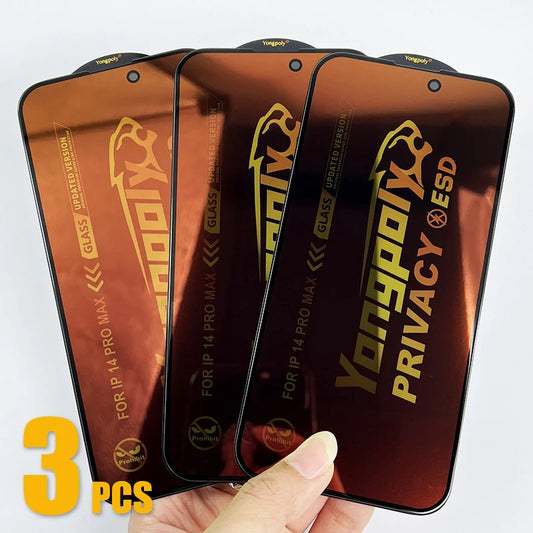 3pcs Colorful Privacy Tempered Glass ESD Screen Protector Anti Spy Film For iPhone 17 Air 16 Pro Max 16E 15 Plus 14 13 12 11 XS