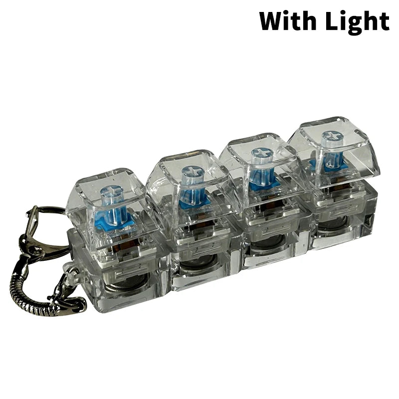 4/9 Keys Mechanical Keyboard Axis Tester LED Keyboard Key Toy Stress Relief DIY Button Keycap Fidget Keychain Toys Gift