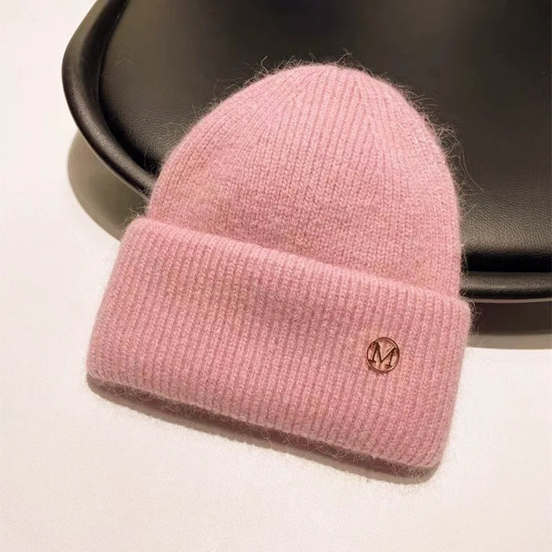 Women Winter Beanie Fleece Lined Thermal Knitted Hat for Cold Weather Outdoor Ear Warm Protection Large Head Size