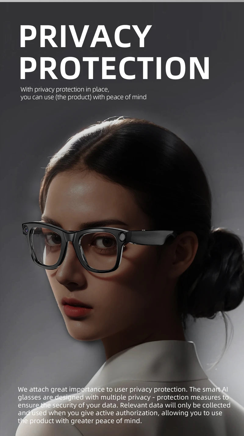 Xiaomi 4k Smart AI Bluetooth Glasses HD 800W pixel Shooting Waterproof Camera Photo Video Voice Call Translation Smart Glasses