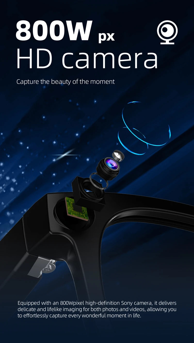 Xiaomi 4k Smart AI Bluetooth Glasses HD 800W pixel Shooting Waterproof Camera Photo Video Voice Call Translation Smart Glasses