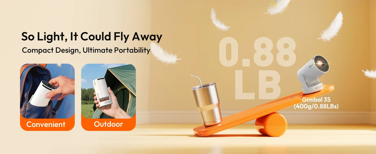 XGODY 4K HY300 Pro+ Projector Built-in 5W Speaker 1280*720P Android 11 12000 Lumens Wifi6 BT5.4 Portable Outdoor Projector