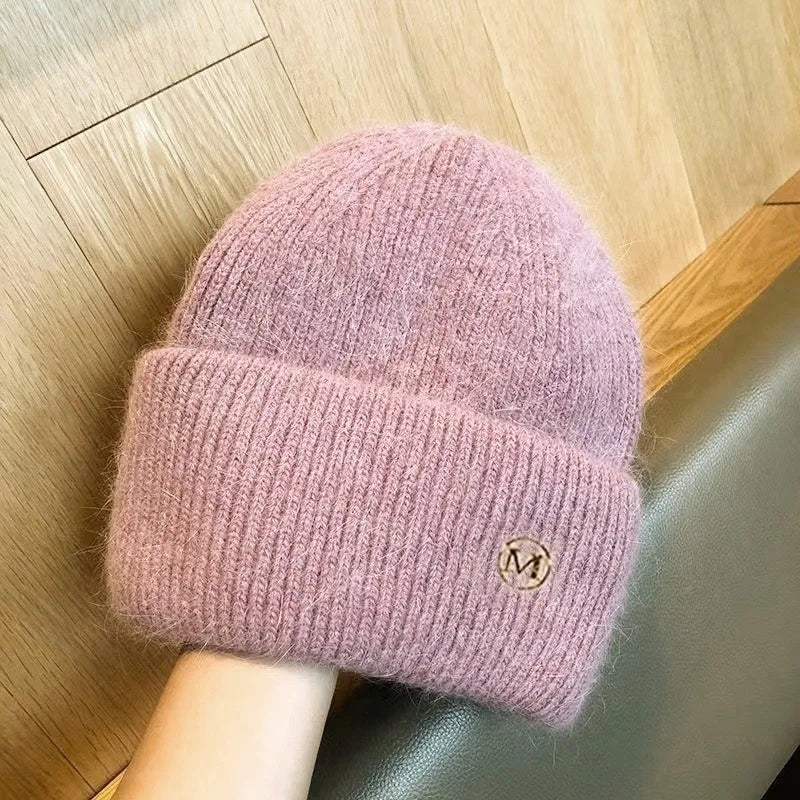 Women Winter Beanie Fleece Lined Thermal Knitted Hat for Cold Weather Outdoor Ear Warm Protection Large Head Size