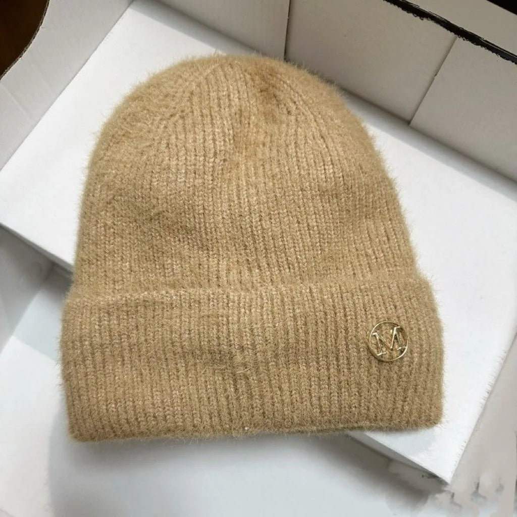 Women Winter Beanie Fleece Lined Thermal Knitted Hat for Cold Weather Outdoor Ear Warm Protection Large Head Size