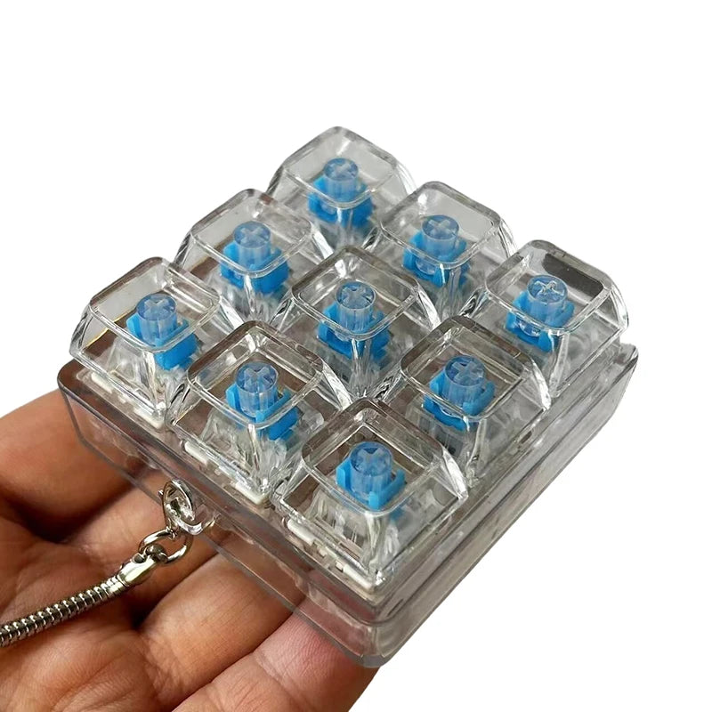 4/9 Keys Mechanical Keyboard Axis Tester LED Keyboard Key Toy Stress Relief DIY Button Keycap Fidget Keychain Toys Gift