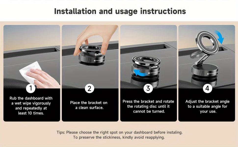 Magnetic Suction Cup Phone Mount for Magsafe 360° Adjustable Magnetic Car Phone Holder Pocket Size Foldable Car Mount