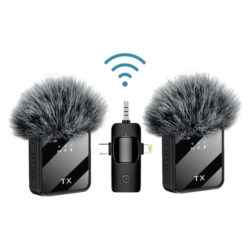 Wireless lavalier microphone, suitable for Apple Android charging portable podcast noise cancelling clip on microphone