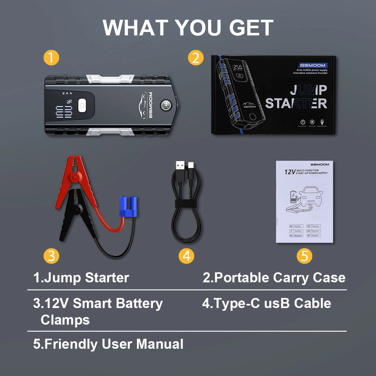12V Portable Car Jump Starter Automatic Battery Booster Charger