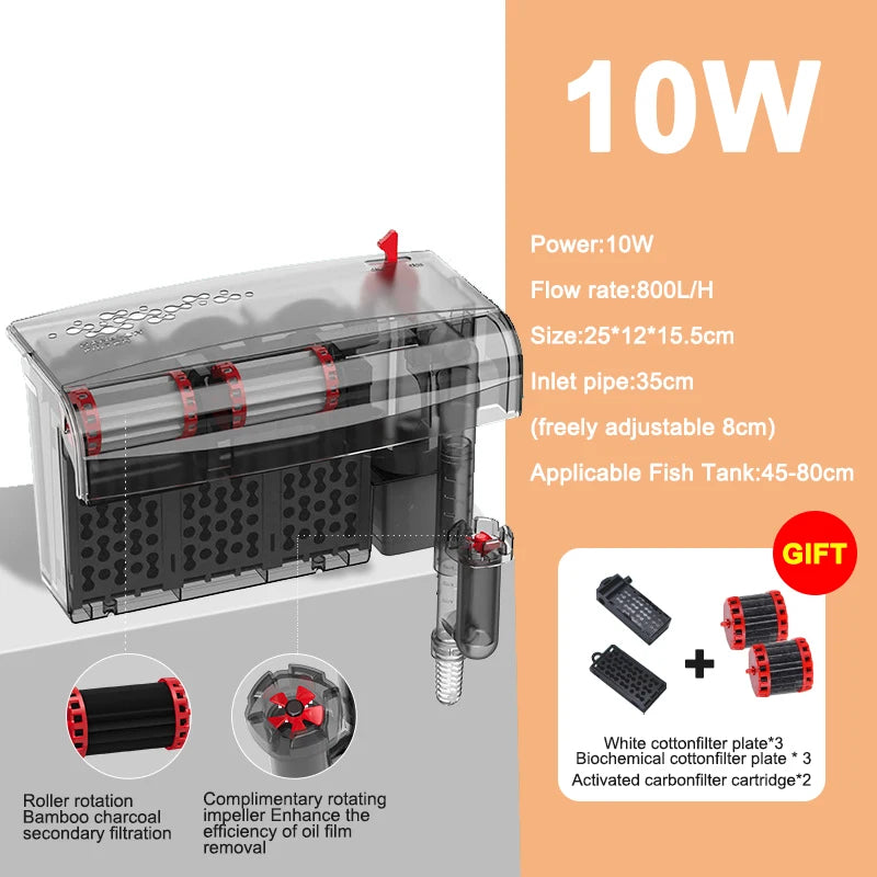 Aquarium Fish Tank Filter 3 in 1 Water Purification Circulation Pump Small Pump Silent Aeration Fish Tank Cleaning Tools