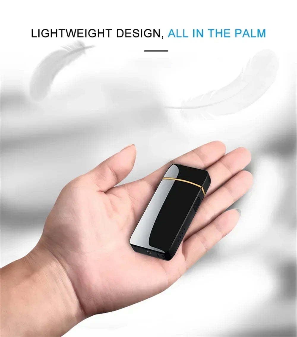 Electric Windproof Metal Lighter Double Arc Flameless Plasma Rechargeable USB Lighter LED Power Display Touch Sensor Lighters