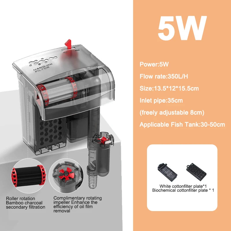 Aquarium Fish Tank Filter 3 in 1 Water Purification Circulation Pump Small Pump Silent Aeration Fish Tank Cleaning Tools