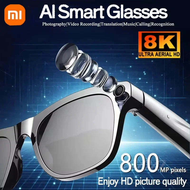 Xiaomi 8K AI Smart Glasses With 100MP Camera Chat GPT Touch Sport Sunglasses Bluetooth Call Video Music Player For Men Women