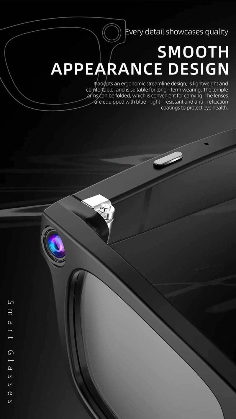 Xiaomi 4k Smart AI Bluetooth Glasses HD 800W pixel Shooting Waterproof Camera Photo Video Voice Call Translation Smart Glasses