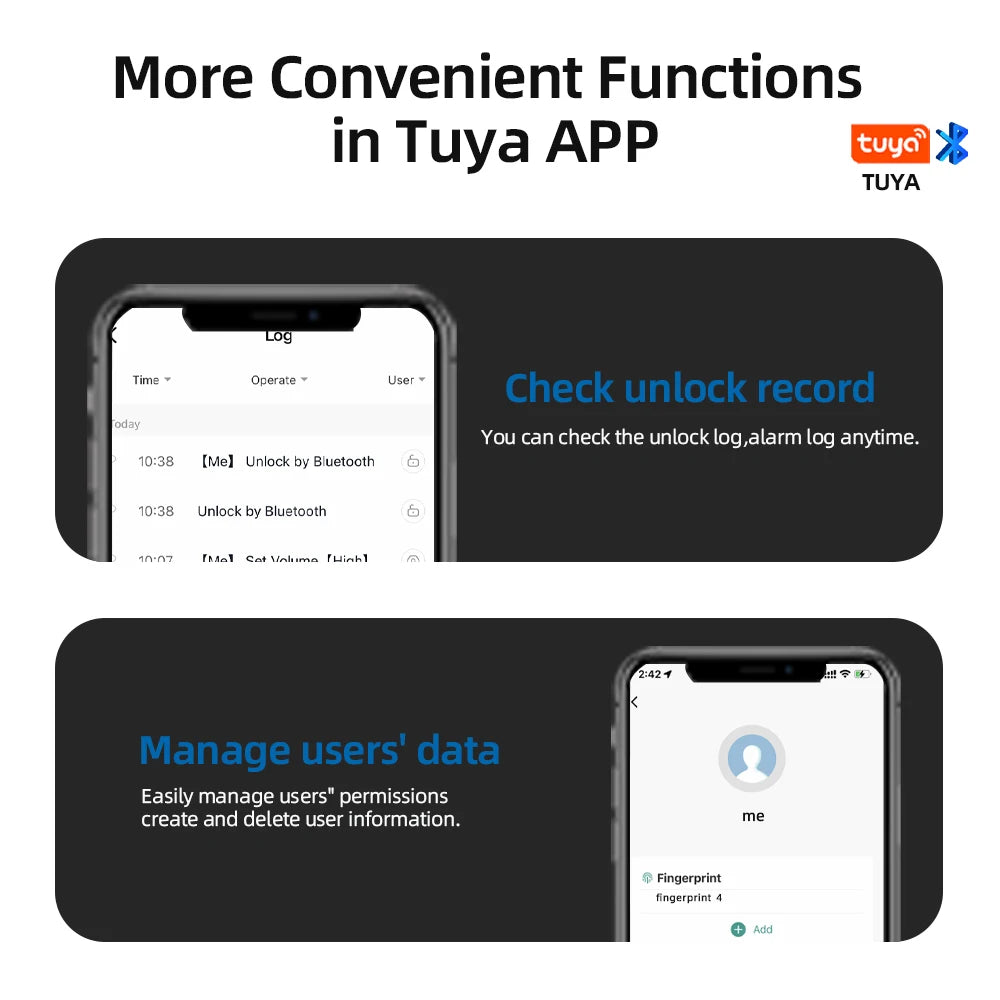 RAYKUBE M6 Tuya BLE Bedroom Digital Electronic Lock Fingerprint Door Lock with Password/Key/IC Card/ Tuya APP Unlock From USA