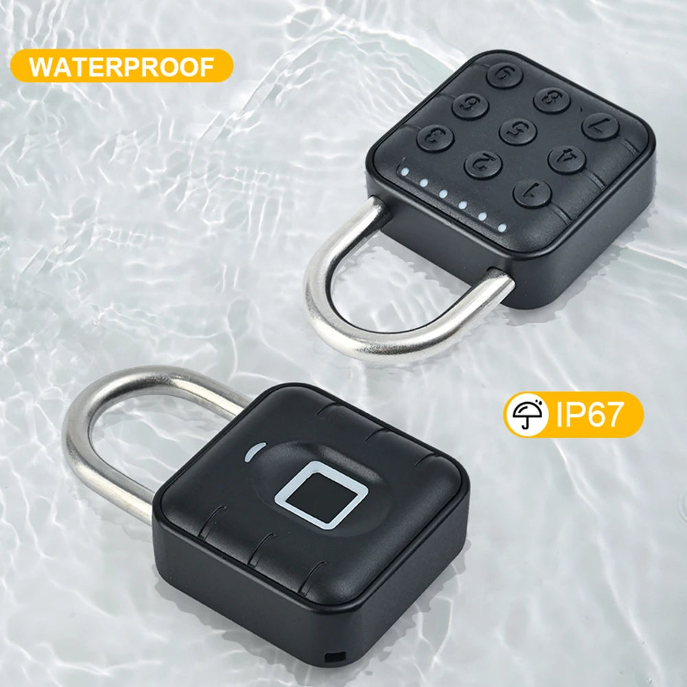 Keyless Fingerprint Lock with Tuya APP Smart Padlock Waterproof Door Lock 0.2sec Unlock Portable Anti-theft Padlock for Offices