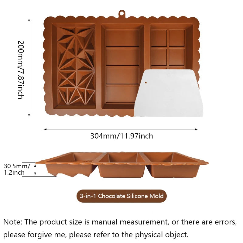 Dubai Chocolate Bar Mold Deep Pistachio Chocolate Bar Silicone Thick Mold for Stuffed Bar Large Candy Bar Mold Gifts Christmas