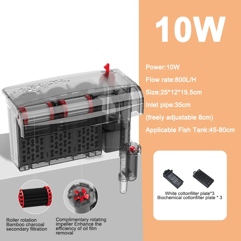 Aquarium Fish Tank Filter 3 in 1 Water Purification Circulation Pump Small Pump Silent Aeration Fish Tank Cleaning Tools