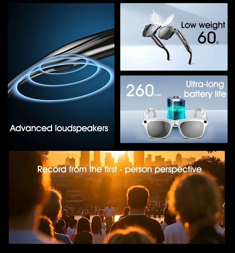 Xiaomi 8K AI Smart Glasses With 100MP Camera Chat GPT Touch Sport Sunglasses Bluetooth Call Video Music Player For Men Women