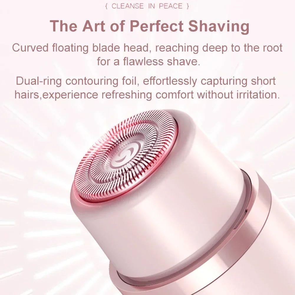 Women Electric Razors 2 in 1 Dual-Head Painless Bikini Trimmer Wet Dry Use for Ladies Pubic Hair Detachable Head Electric Shaver