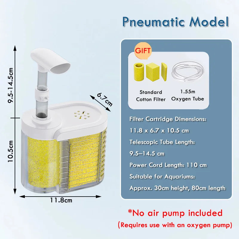 Aquarium Fish Tank Filter 3 in 1 Water Purification Circulation Pump Small Pump Silent Aeration Fish Tank Cleaning Tools